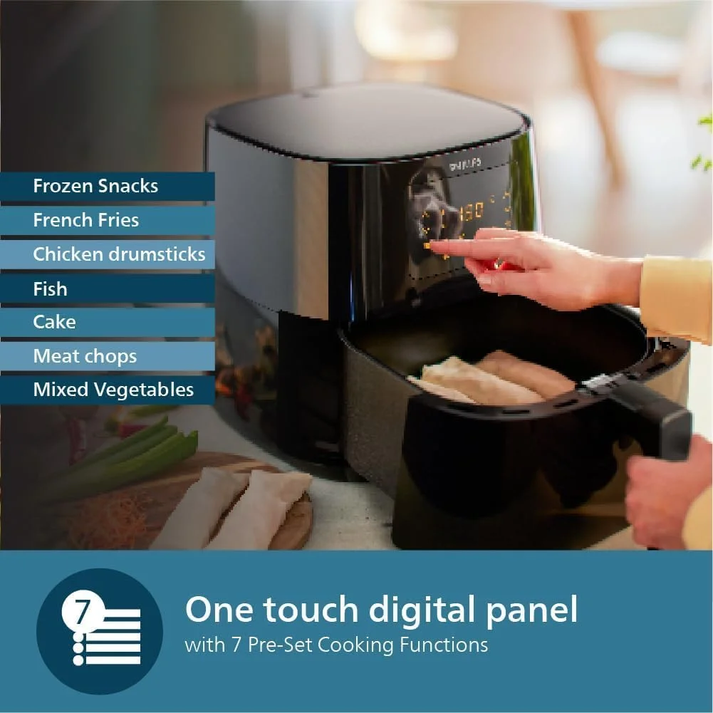 سرخ کن بدون روغن 6.2 لیتری فیلیپس مدل HD9280/91 (Essential) متصل به برنامه - فناوری Rapid Air، سبد Quick Clean، برنامه HomeID، مشکی