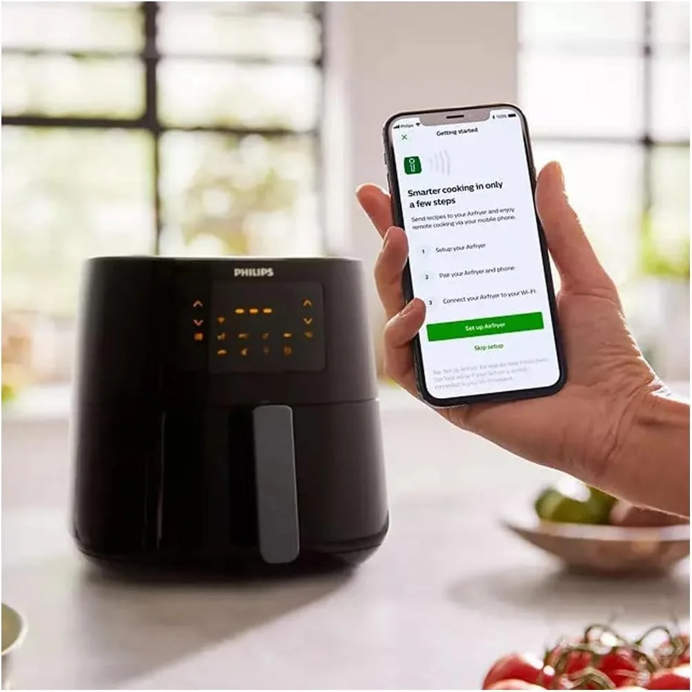 سرخ کن بدون روغن 6.2 لیتری فیلیپس مدل HD9280/91 (Essential) متصل به برنامه - فناوری Rapid Air، سبد Quick Clean، برنامه HomeID، مشکی