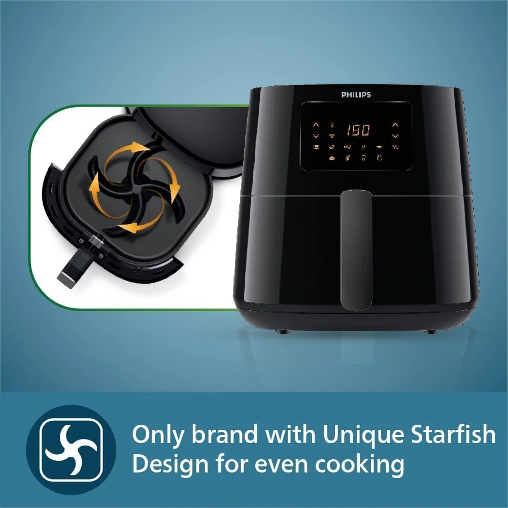 سرخ کن بدون روغن 6.2 لیتری فیلیپس مدل HD9280/91 (Essential) متصل به برنامه - فناوری Rapid Air، سبد Quick Clean، برنامه HomeID، مشکی