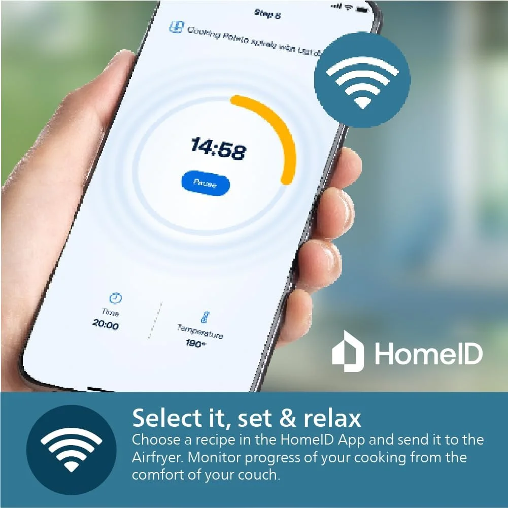 سرخ کن دیجیتال XL فیلیپس مدل HD9280/90 (دارای وای فای)، پنل لمسی، سری 5000 XL با ظرفیت 6.2 لیتر (1.2 کیلوگرم)، فناوری Rapid Air