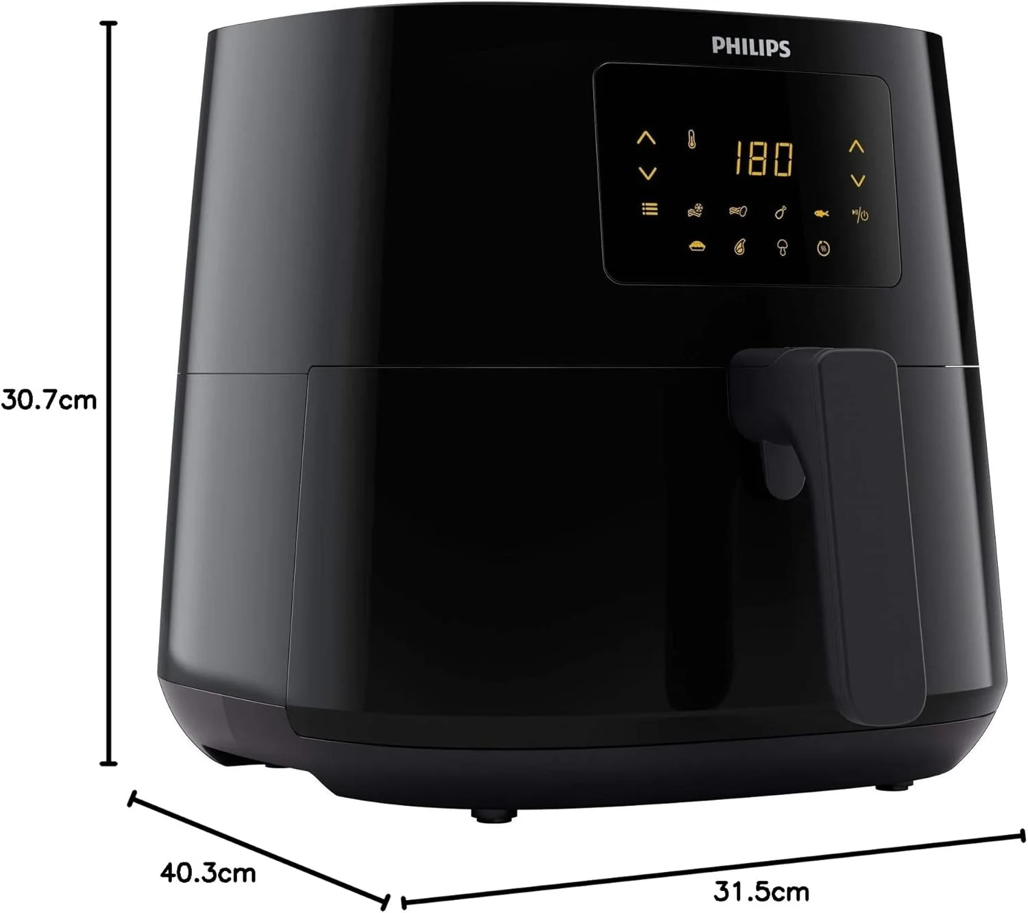 سرخ کن فیلیپس مدل XL - توان 2000 وات، صفحه نمایش لمسی LED، ظرفیت 6.2 لیتر، 1.2 کیلوگرم، 7 برنامه از پیش تعیین شده، فناوری Rapid Air، مشکی - HD9270/91