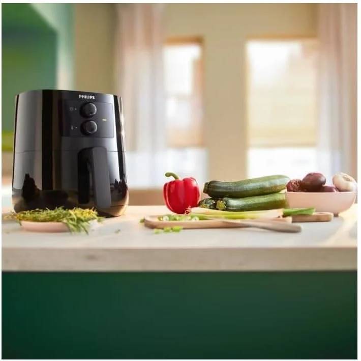 سرخ کن بدون روغن فیلیپس مدل Essential با ظرفیت 4.1 لیتر، فناوری Rapid Air، اپلیکیشن HomeID، کنترل دما و زمان، مشکی (HD9200/90)