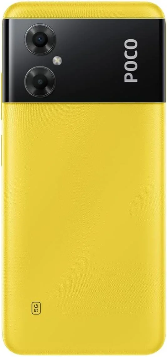 گوشی موبایل شیائومی POCO M4 5G (زرد POCO، رم 6 گیگابایت، حافظه 128 گیگابایت) صفحه نمایش 90 هرتز FHD+ DynamicSwitch، پردازنده MediaTek Dimensity 700 با دوربین دوگانه 13 مگاپیکسلی AI، باتری با ظرفیت بالای 5000 میلی آمپر ساعت