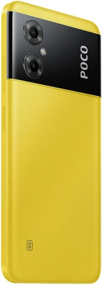 گوشی موبایل شیائومی POCO M4 5G (زرد POCO، رم 6 گیگابایت، حافظه 128 گیگابایت) صفحه نمایش 90 هرتز FHD+ DynamicSwitch، پردازنده MediaTek Dimensity 700 با دوربین دوگانه 13 مگاپیکسلی AI، باتری با ظرفیت بالای 5000 میلی آمپر ساعت