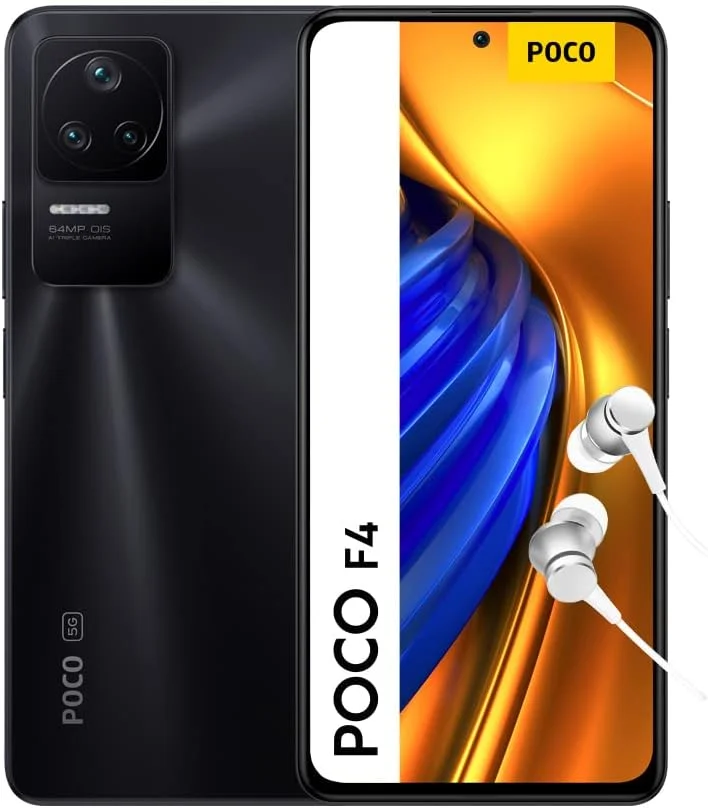 گوشی هوشمند شیائومی POCO F4 5G با حافظه 256 گیگابایت و رم 8 گیگابایت، صفحه نمایش 6.67 اینچی 120 هرتز AMOLED DotDisplay، پردازنده Snapdragon 870، دوربین 64 مگاپیکسلی، شارژ توربو 67 واتی، رنگ مشکی شب، نسخه انگلستان + 2 سال گارانتی با Alexa Hands Free، 256 گیگابایت