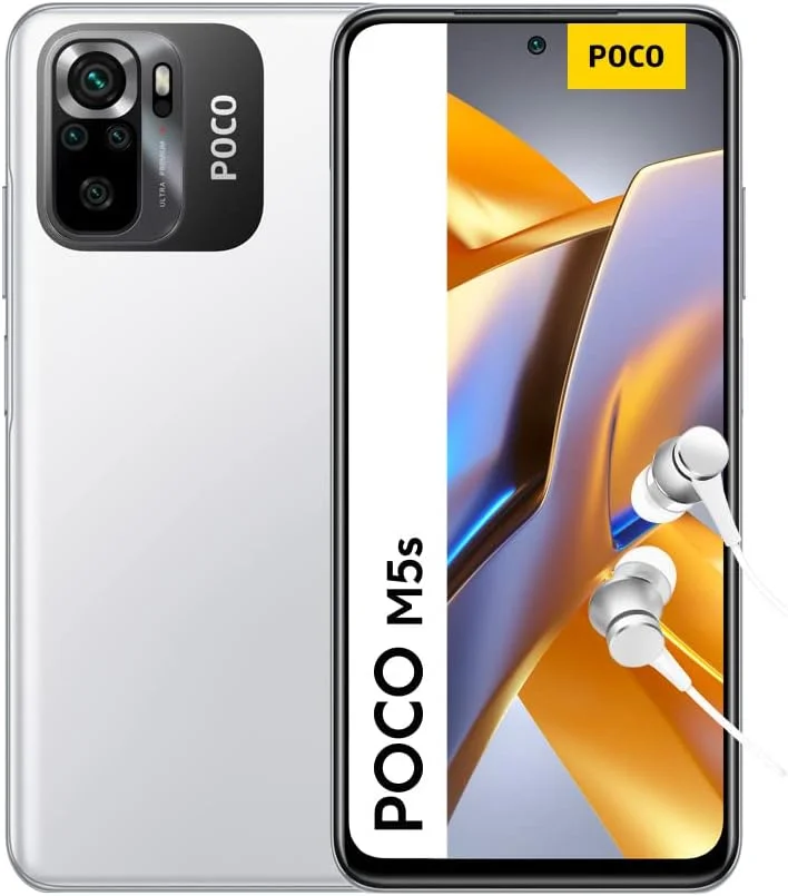 گوشی موبایل شیائومی Poco M5s دو سیم کارت 64 گیگابایت حافظه داخلی + 4 گیگابایت رم (فقط GSM | بدون CDMA) نسخه بین المللی و آنلاک شده کارخانه 4G/LTE (سفید)