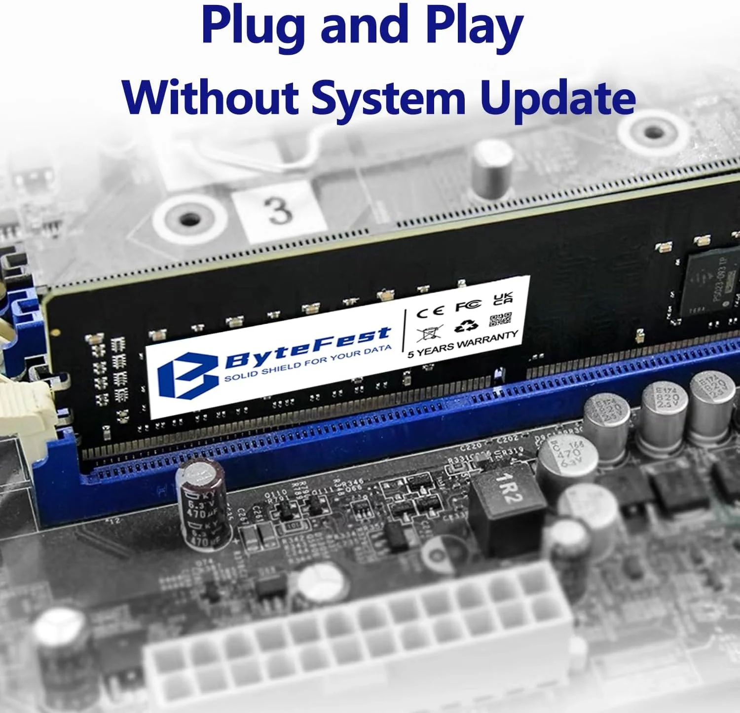 رم 16 گیگابایتی DDR5 بایت فست 6000 مگاهرتز PC5-48000 CL46 اورکلاک Intel XMP 3.0 و AMD Expo UDIMM 1.35V 288 پین سازگار ماژول حافظه ارتقاء کامپیوتر رومیزی