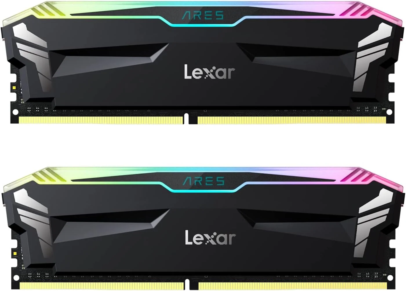 کیت رم 16 گیگابایتی Lexar ARES RGB DDR4 (دو عدد 8 گیگابایتی) 3600 مگاهرتز، حافظه دسکتاپ 288 پین U-DIMM، حافظه گیمینگ DRAM با نورپردازی LED، حافظه کامپیوتر با عملکرد بالا XMP 2.0 (مشکی) LD4BU008G-R3600GDLA