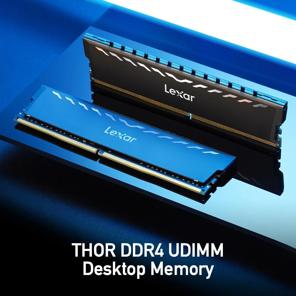 رم دسکتاپ Lexar THOR 16GB (2x8GB) DDR4 با سرعت 3200MT/s CL16 به همراه هیت سینک، Intel XMP 2.0 (مشکی) مدل LD4U08G32C16LG-RUD
