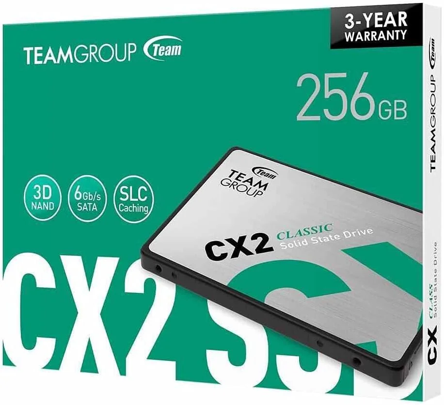 حافظه اس اس دی 2.5 اینچی Team Group CX2 با ظرفیت 256 گیگابایت، رابط SATA III و فناوری 3D NAND