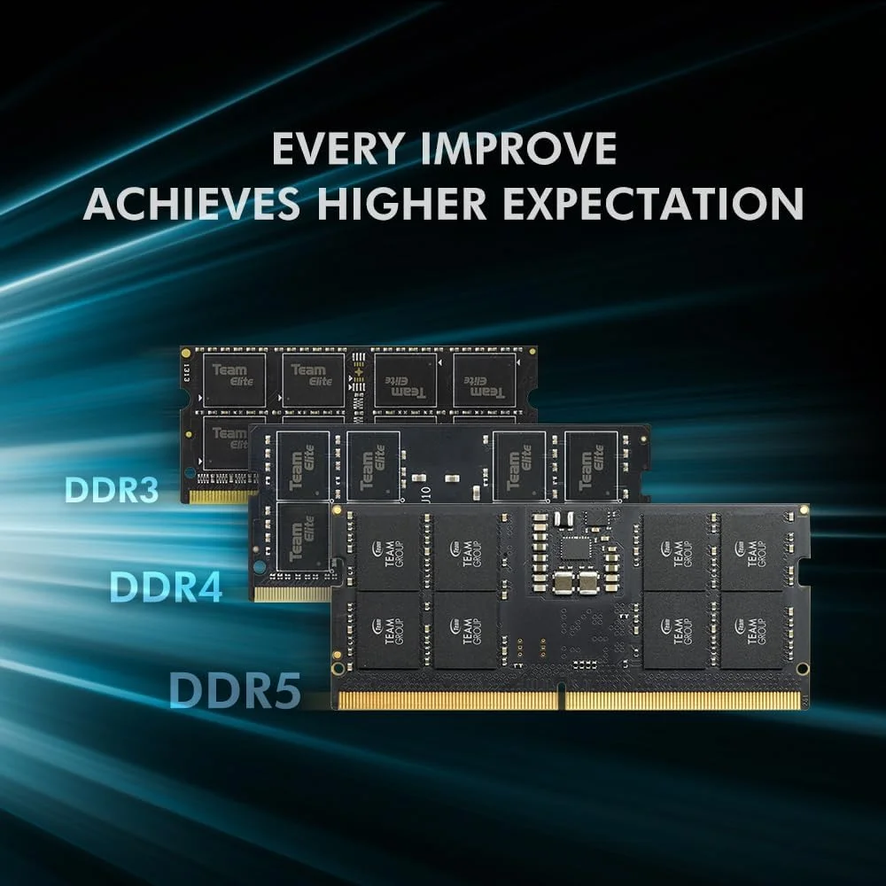رم لپ تاپ TEAMGROUP Elite SODIMM DDR5 32GB (دو عدد 16 گیگابایتی) 5600Mhz (PC5-44800) CL46 Non-ECC Unbuffered 1.1V 262 Pin - مدل TED532G5600C46ADC-S01 رم لپ تاپ TEAMGROUP Elite SODIMM DDR5 32GB (دو عدد 16 گیگابایتی) 5600Mhz (PC5-44800) CL46 Non-ECC Unbuffered 1.1V 262 Pin - مدل TED532G5600C46ADC-S01