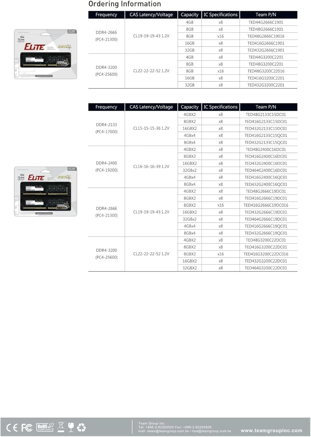 رم TEAMGROUP مدل D4 2400 با ظرفیت 8 گیگابایت C16 سری Team Elite