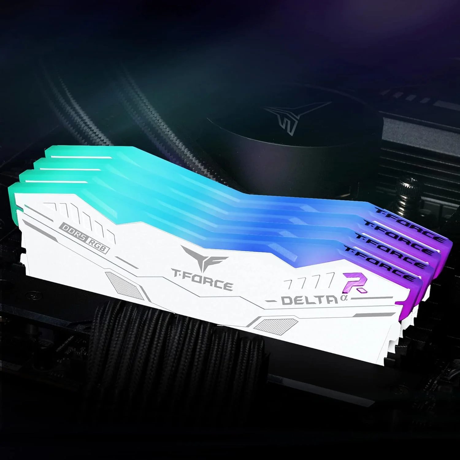 کیت رم ۳۲ گیگابایتی (۲x۱۶ گیگابایت) DDR5 5600MHz TEAMGROUP T-Force Delta Alpha RGB (PC5-44800) CL40، سازگار با Intel XMP 3.0 و AMD Expo، ماژول حافظه دسکتاپ، سفید FF8D532G5600HC40BDC01