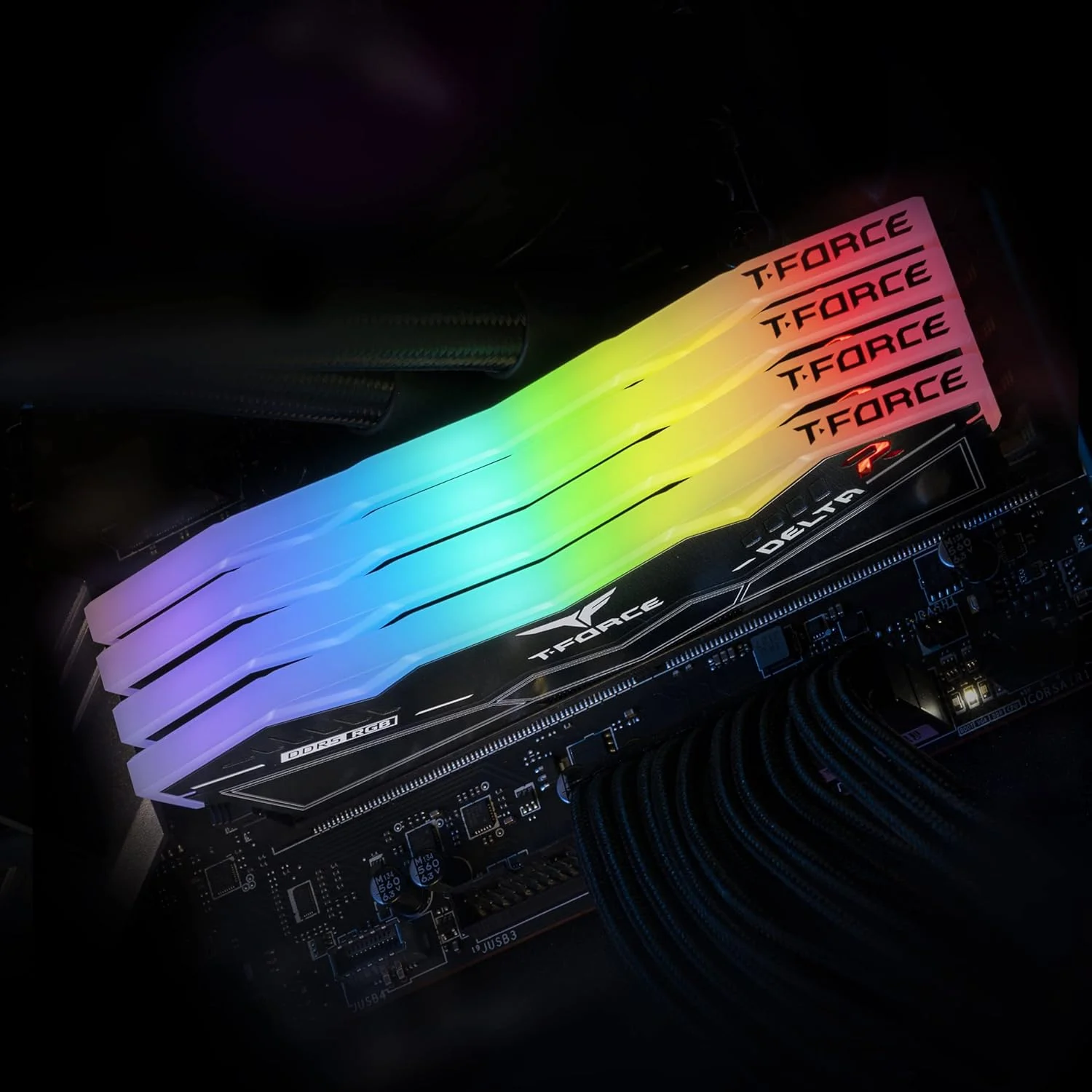 کیت حافظه رم دسکتاپ 32 گیگابایتی (2x16GB) TEAMGROUP T-Force Delta RGB DDR5 6400MHz (PC5-51200) CL40 (مشکی) برای Z690 - FF3D532G6400HC40BDC01
