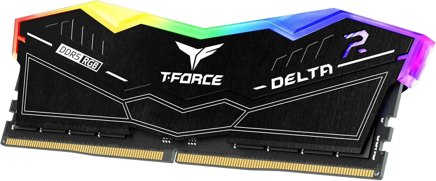 رم دسکتاپ TEAMGROUP T-Force Delta RGB DDR5 با ظرفیت 64 گیگابایت (2x32GB) 6000MHz PC5-48000 CL38 سازگار با Intel XMP 3.0 و AMD Expo مدل FF3D564G6000HC38GDC01