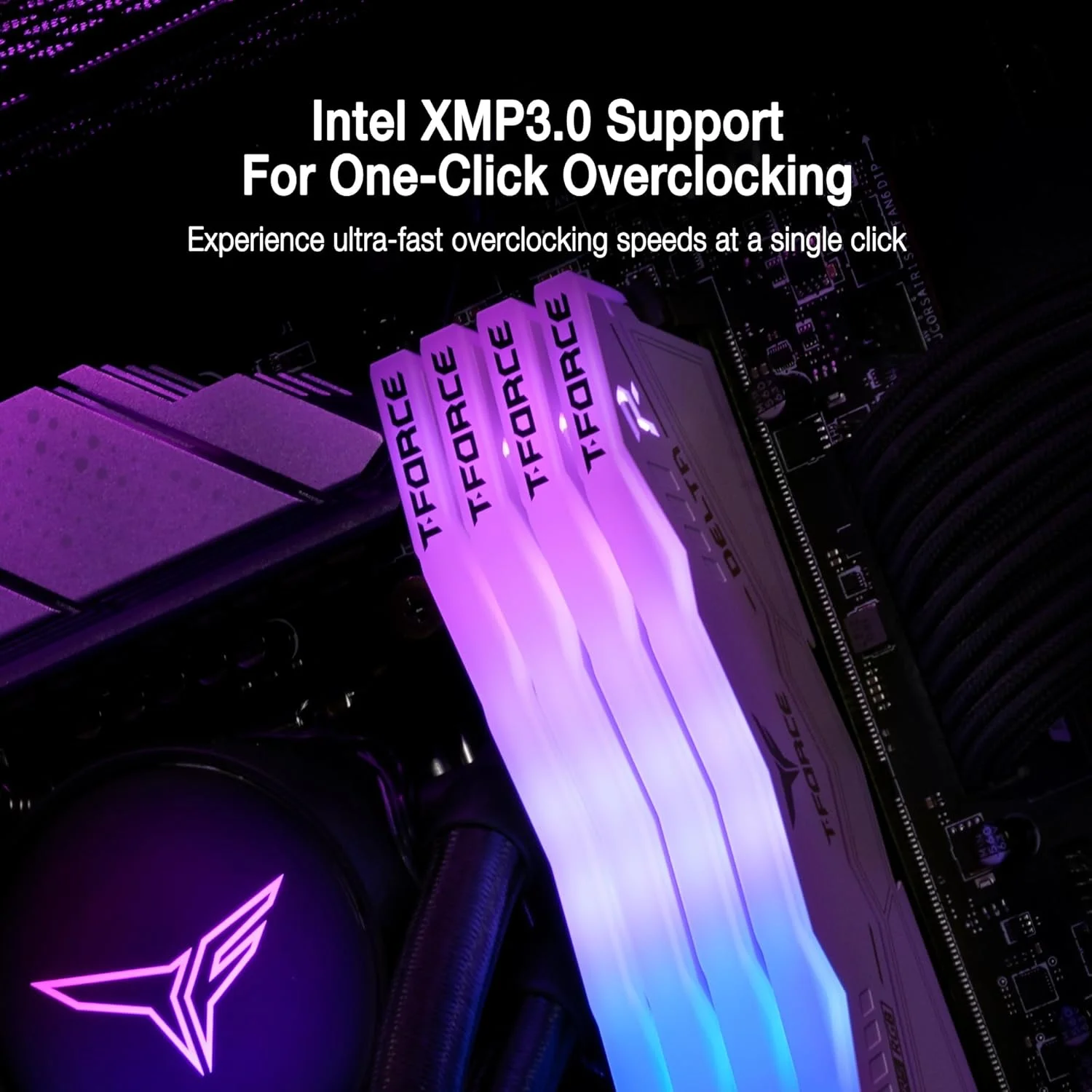 رم دسکتاپ TEAMGROUP T-Force Delta RGB DDR5 با ظرفیت 32 گیگابایت (2x16GB) 6000MHz PC5-48000 CL38 سازگار با Intel XMP 3.0 و AMD Expo - مدل FF4D532G6000HC38ADC01 - رنگ سفید