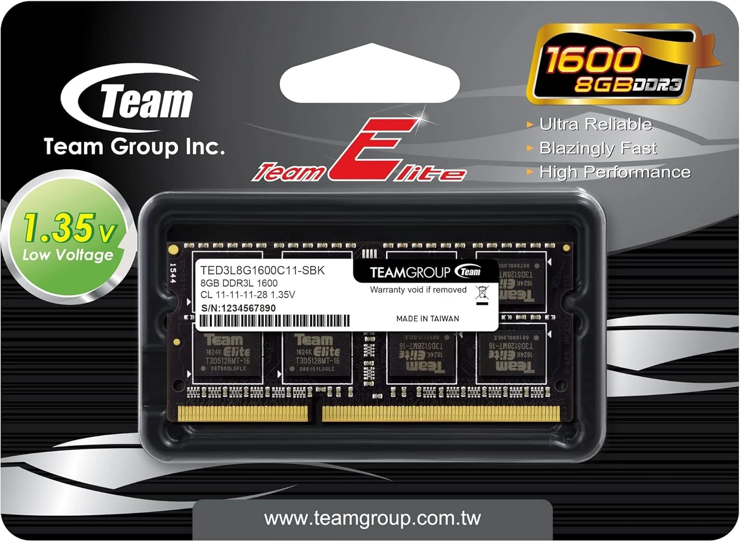 تیم گروپ Team Elite DDR3 8 گیگابایت SO DIMM 204 پین بدون بافر، 1600 مگاهرتز - 8 گیگابایت