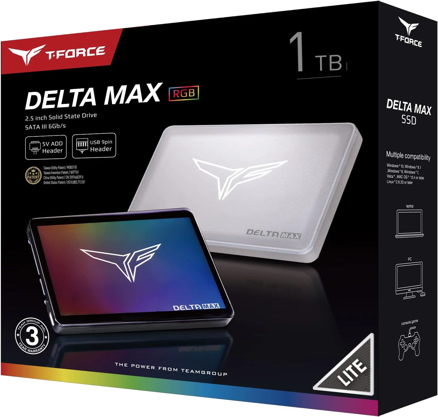 حافظه اس اس دی 1 ترابایتی TEAMGROUP TEAM GROUP DELTA MAX LITE RGB مدل T253TM001T0C425 حافظه اس اس دی 1 ترابایتی TEAMGROUP TEAM GROUP DELTA MAX LITE RGB مدل T253TM001T0C425