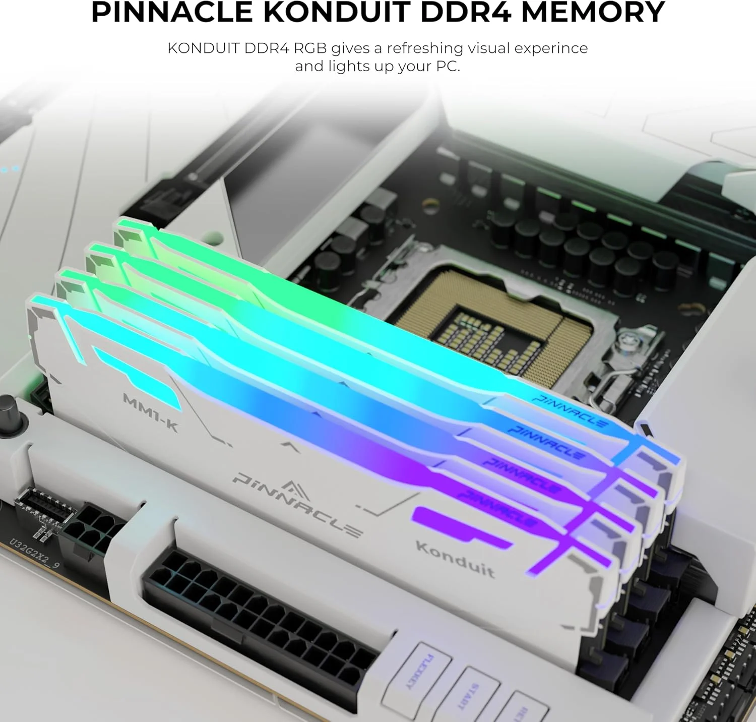 کیت حافظه رم 16 گیگابایتی (2x8GB) Timetec Pinnacle Konduit RGB DDR4 3200MHz PC4-25600 CL16-18-18-38 XMP2.0 اورکلاک 1.35V سازگار با AMD و Intel Desktop Gaming PC - سفید