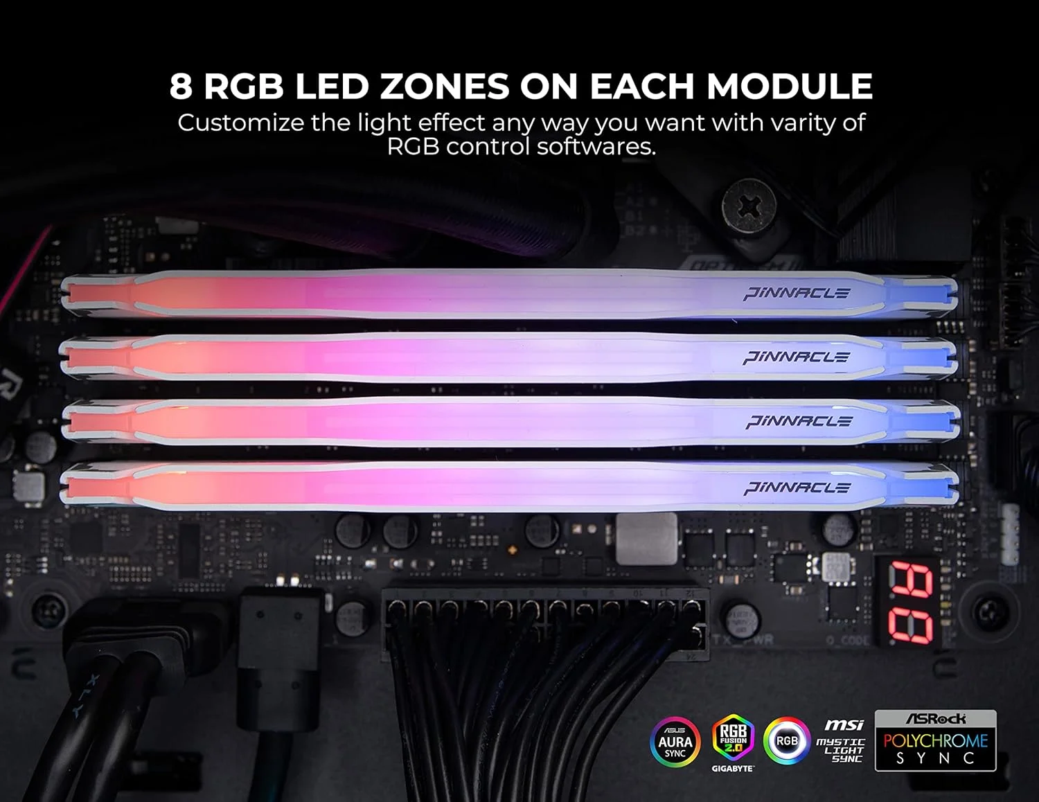 کیت حافظه رم 16 گیگابایتی (2x8GB) Timetec Pinnacle Konduit RGB DDR4 3200MHz PC4-25600 CL16-18-18-38 XMP2.0 اورکلاک 1.35V سازگار با AMD و Intel Desktop Gaming PC - سفید