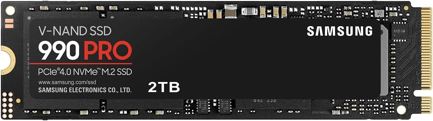 حافظه اس اس دی 2 ترابایتی سامسونگ 990 PRO PCIe 4.0 M.2 2280، سرعت خواندن ترتیبی تا 7,450 مگابایت بر ثانیه برای محاسبات پیشرفته، بازی و ایستگاه های کاری سنگین، مدل MZ-V9P2T0B/AM