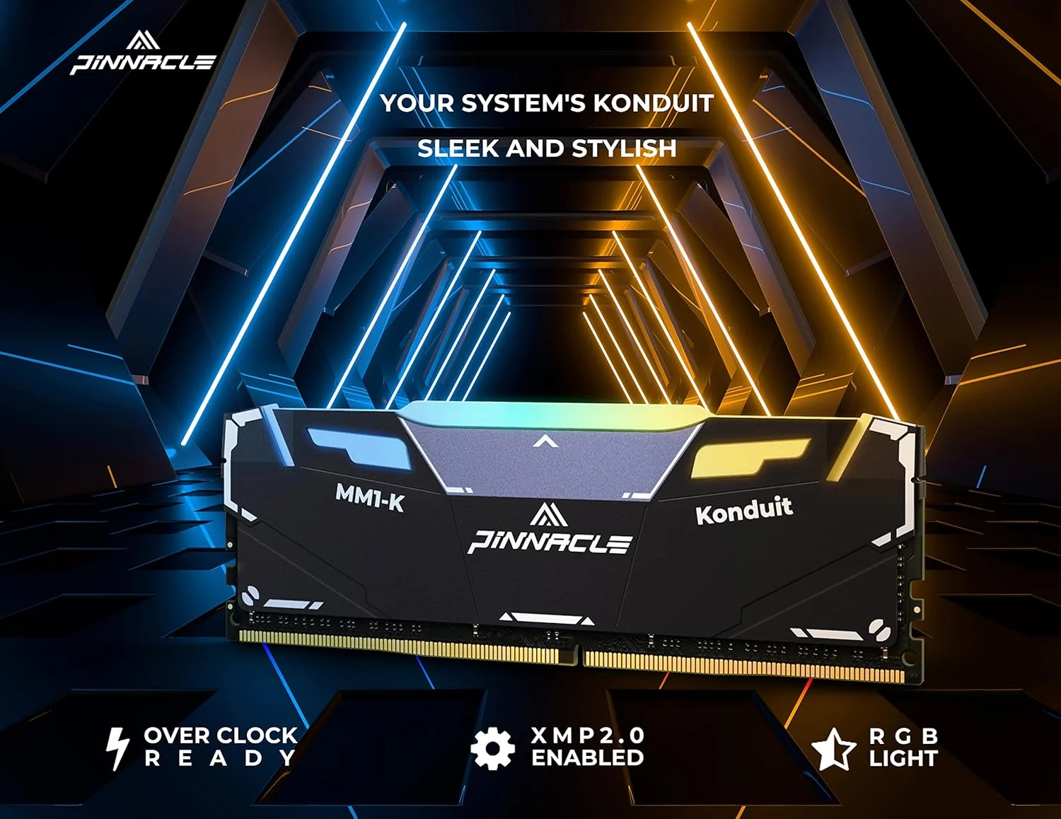 رم گیمینگ Timetec Pinnacle Konduit RGB با ظرفیت 8 گیگابایت DDR4 3600MHz PC4-28800 CL18-22-22-42 XMP2.0 اورکلاک 1.35V سازگار با AMD و Intel برای ماژول رم کامپیوتر گیمینگ دسکتاپ - مشکی