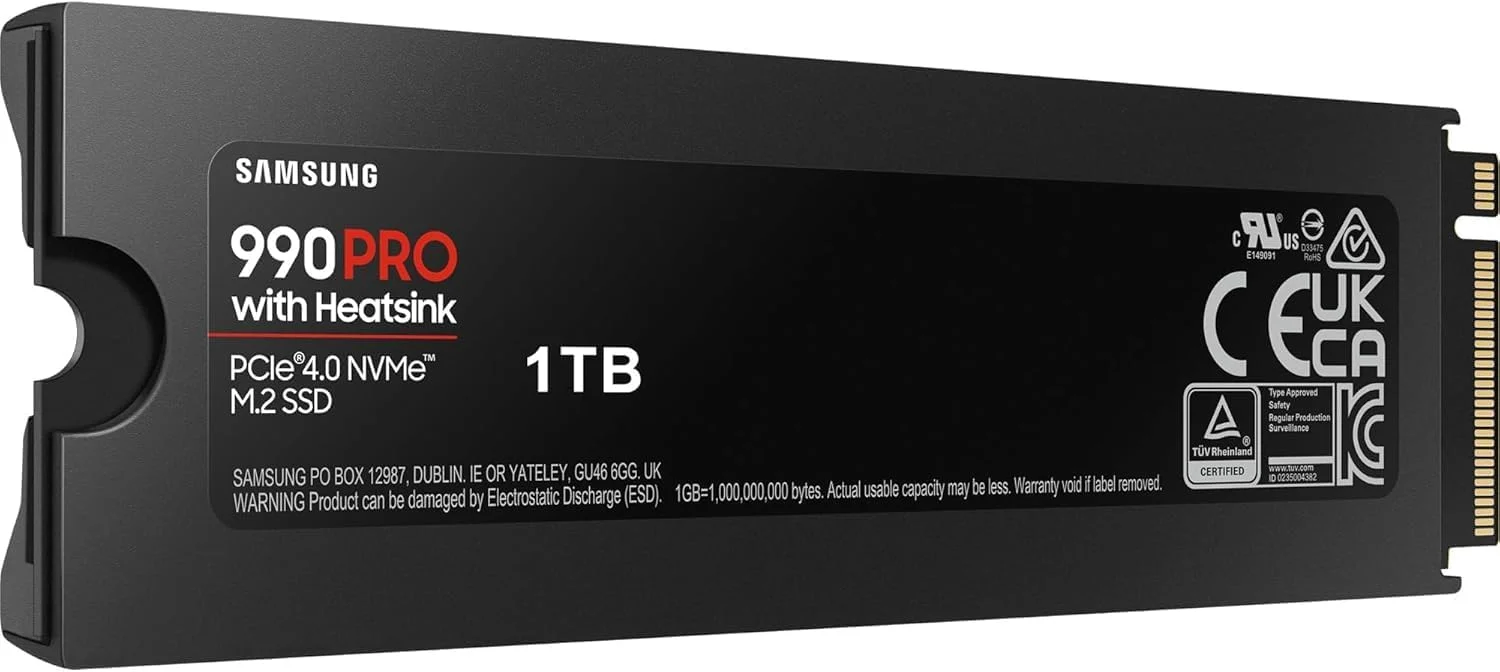 حافظه اس اس دی سامسونگ 990 PRO هیت سینک 1 ترابایت PCIe 4.0 (تا 7,450 مگابایت بر ثانیه) NVMe M.2 (2280) اینترنال