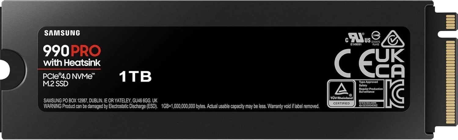 حافظه اس اس دی سامسونگ 990 PRO هیت سینک 1 ترابایت PCIe 4.0 (تا 7,450 مگابایت بر ثانیه) NVMe M.2 (2280) اینترنال