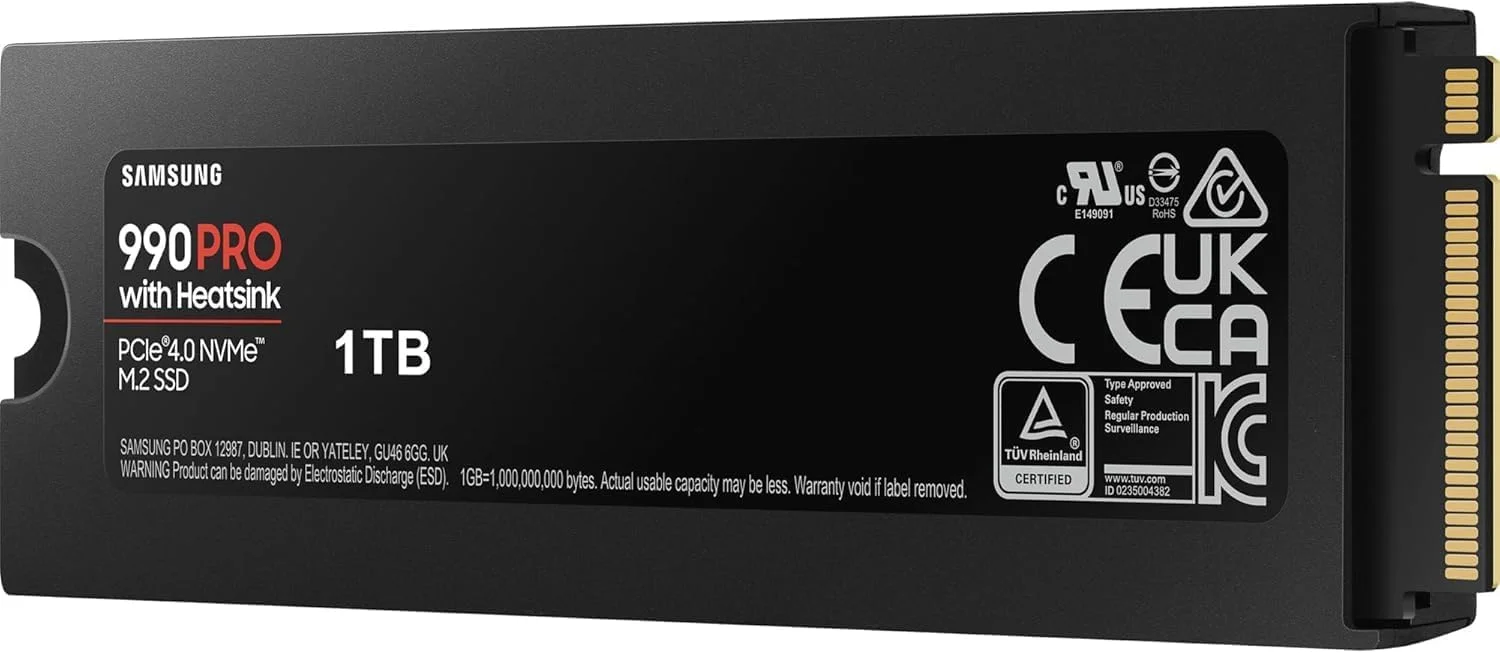 حافظه اس اس دی سامسونگ 990 PRO هیت سینک 1 ترابایت PCIe 4.0 (تا 7,450 مگابایت بر ثانیه) NVMe M.2 (2280) اینترنال