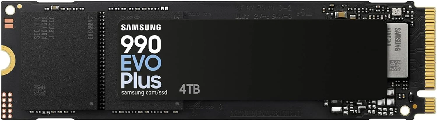 حافظه اس اس دی SAMSUNG 990 EVO Plus با ظرفیت 4 ترابایت، PCIe 4.0 x4 M.2 2280، سرعت تا 7250 مگابایت بر ثانیه، ارتقاء فضای ذخیره سازی برای کامپیوتر/لپ تاپ، فناوری HMB و Intelligent Turbowrite (MZ-V9S4T0B/AM)