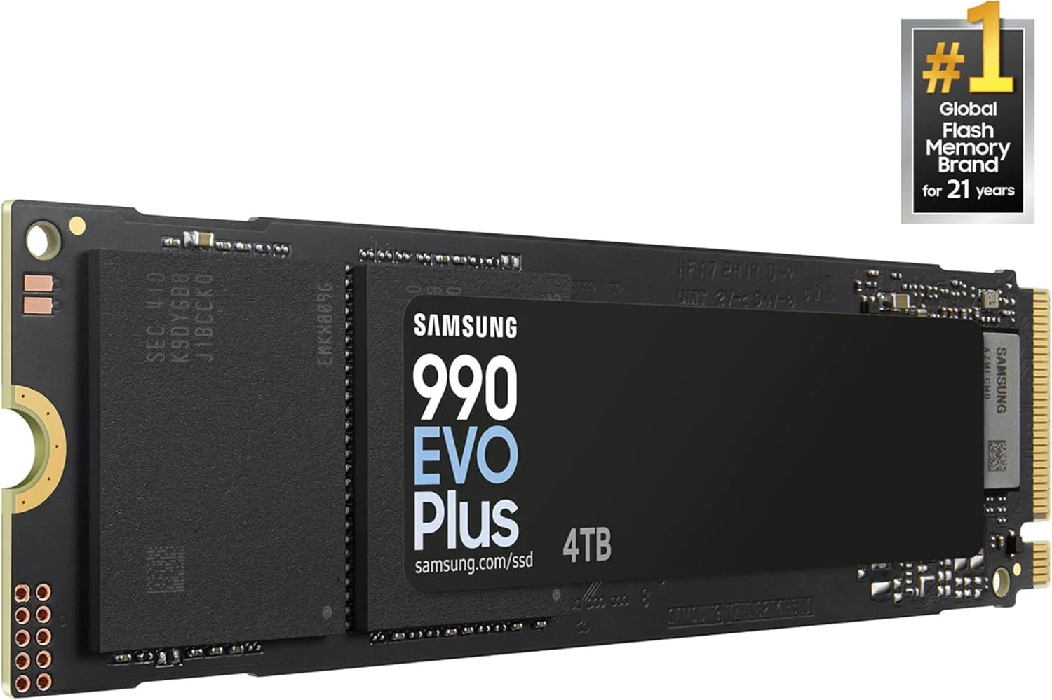 حافظه اس اس دی SAMSUNG 990 EVO Plus با ظرفیت 4 ترابایت، PCIe 4.0 x4 M.2 2280، سرعت تا 7250 مگابایت بر ثانیه، ارتقاء فضای ذخیره سازی برای کامپیوتر/لپ تاپ، فناوری HMB و Intelligent Turbowrite (MZ-V9S4T0B/AM)