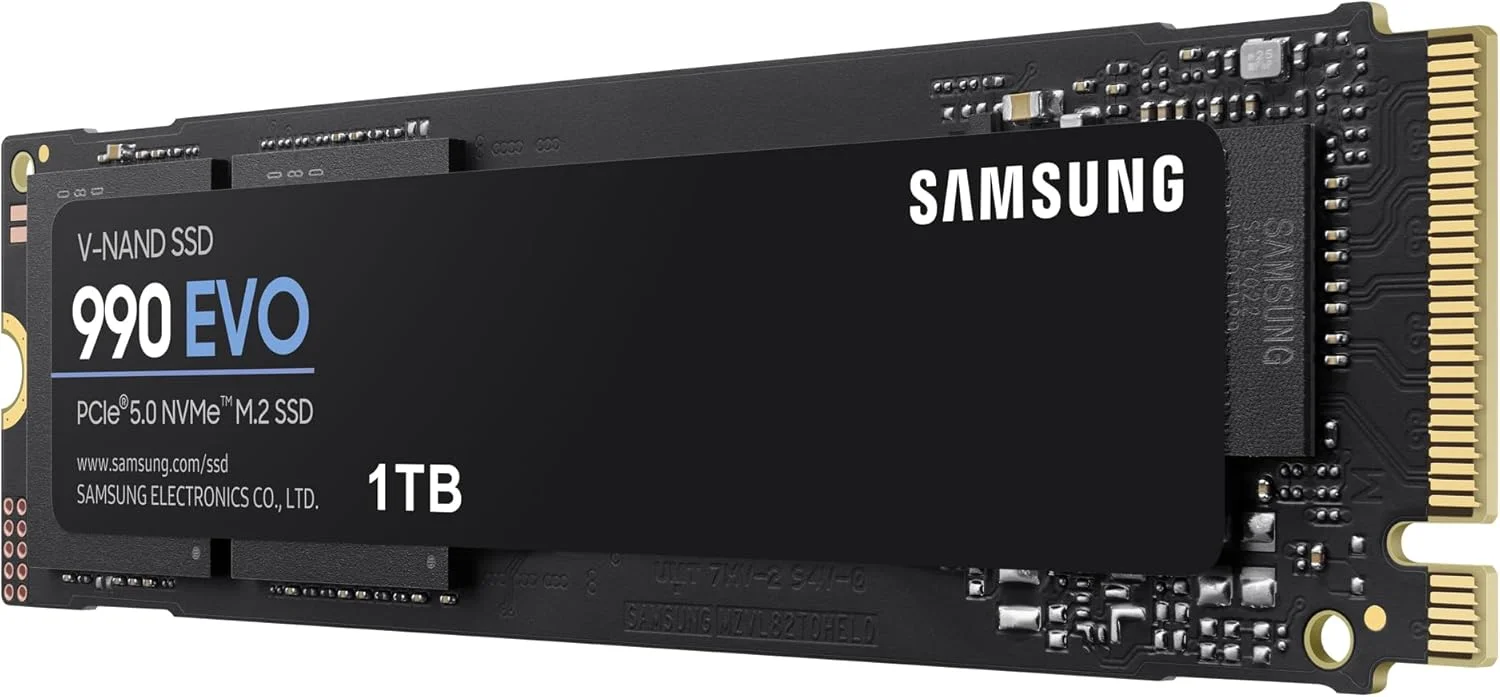 حافظه اس اس دی سامسونگ 990 EVO NVMe M.2 با ظرفیت 1 ترابایت، PCIe 4.0 x4 / PCIe 5.0 x2، NVMe 2.0 (2280)، سرعت خواندن/نوشتن تا 5000/4200 مگابایت بر ثانیه، اس اس دی داخلی (درایو حالت جامد)، MZ-V9E1T0BW حافظه اس اس دی سامسونگ 990 EVO NVMe M.2 با ظرفیت 1 ترابایت، PCIe 4.0 x4 / PCIe 5.0 x2، NVMe 2.0 (2280)، سرعت خواندن/نوشتن تا 5000/4200 مگابایت بر ثانیه، اس اس دی داخلی (درایو حالت جامد)، MZ-V9E1T0BW