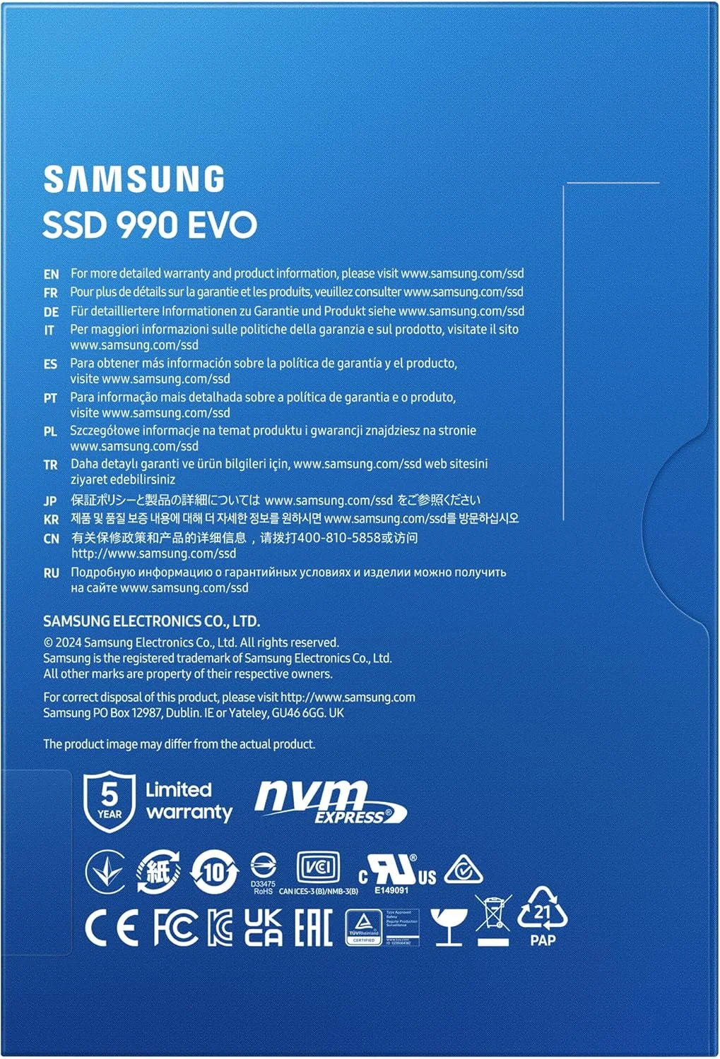 حافظه اس اس دی سامسونگ 990 EVO NVMe M.2 با ظرفیت 1 ترابایت، PCIe 4.0 x4 / PCIe 5.0 x2، NVMe 2.0 (2280)، سرعت خواندن/نوشتن تا 5000/4200 مگابایت بر ثانیه، اس اس دی داخلی (درایو حالت جامد)، MZ-V9E1T0BW حافظه اس اس دی سامسونگ 990 EVO NVMe M.2 با ظرفیت 1 ترابایت، PCIe 4.0 x4 / PCIe 5.0 x2، NVMe 2.0 (2280)، سرعت خواندن/نوشتن تا 5000/4200 مگابایت بر ثانیه، اس اس دی داخلی (درایو حالت جامد)، MZ-V9E1T0BW