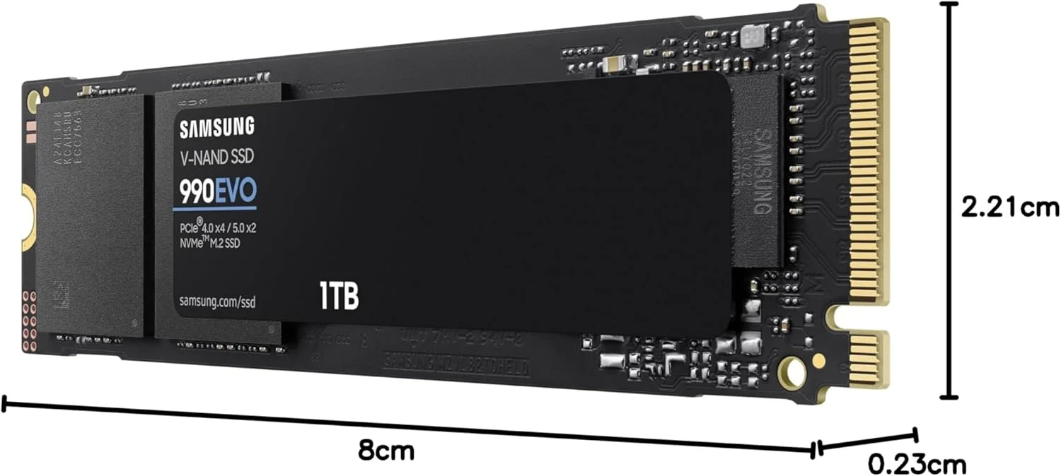حافظه اس اس دی سامسونگ 990 EVO NVMe M.2 با ظرفیت 1 ترابایت، PCIe 4.0 x4 / PCIe 5.0 x2، NVMe 2.0 (2280)، سرعت خواندن/نوشتن تا 5000/4200 مگابایت بر ثانیه، اس اس دی داخلی (درایو حالت جامد)، MZ-V9E1T0BW حافظه اس اس دی سامسونگ 990 EVO NVMe M.2 با ظرفیت 1 ترابایت، PCIe 4.0 x4 / PCIe 5.0 x2، NVMe 2.0 (2280)، سرعت خواندن/نوشتن تا 5000/4200 مگابایت بر ثانیه، اس اس دی داخلی (درایو حالت جامد)، MZ-V9E1T0BW