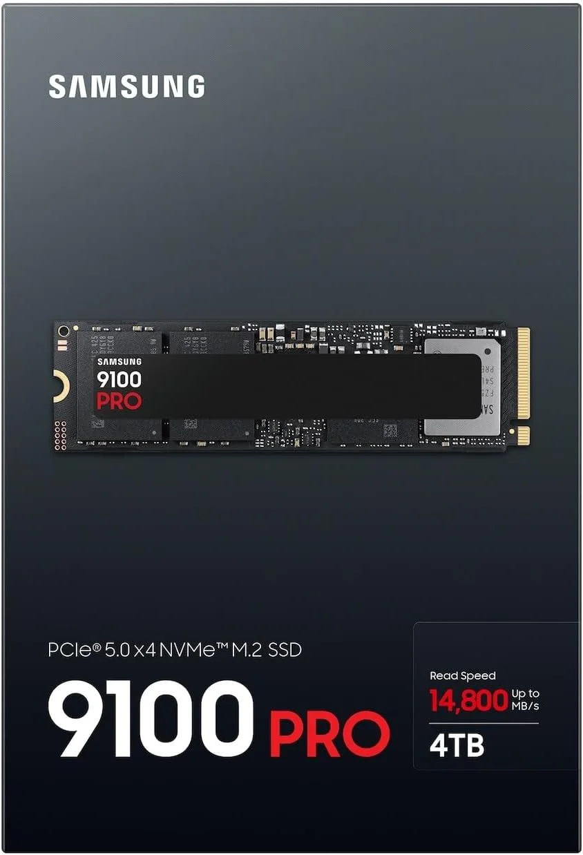 حافظه اس اس دی Samsung 9100 PRO NVMe M.2، ظرفیت 4 ترابایت، PCIe 5.0، سرعت خواندن 14800 مگابایت بر ثانیه، سرعت نوشتن 13400 مگابایت بر ثانیه، اس اس دی داخلی برای بازی، ویرایش ویدئو و هوش مصنوعی، مشکی، مدل MZ-VAP4T0BW حافظه اس اس دی Samsung 9100 PRO NVMe M.2، ظرفیت 4 ترابایت، PCIe 5.0، سرعت خواندن 14800 مگابایت بر ثانیه، سرعت نوشتن 13400 مگابایت بر ثانیه، اس اس دی داخلی برای بازی، ویرایش ویدئو و هوش مصنوعی، مشکی، مدل MZ-VAP4T0BW