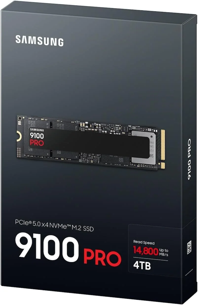 حافظه اس اس دی Samsung 9100 PRO NVMe M.2، ظرفیت 4 ترابایت، PCIe 5.0، سرعت خواندن 14800 مگابایت بر ثانیه، سرعت نوشتن 13400 مگابایت بر ثانیه، اس اس دی داخلی برای بازی، ویرایش ویدئو و هوش مصنوعی، مشکی، مدل MZ-VAP4T0BW حافظه اس اس دی Samsung 9100 PRO NVMe M.2، ظرفیت 4 ترابایت، PCIe 5.0، سرعت خواندن 14800 مگابایت بر ثانیه، سرعت نوشتن 13400 مگابایت بر ثانیه، اس اس دی داخلی برای بازی، ویرایش ویدئو و هوش مصنوعی، مشکی، مدل MZ-VAP4T0BW