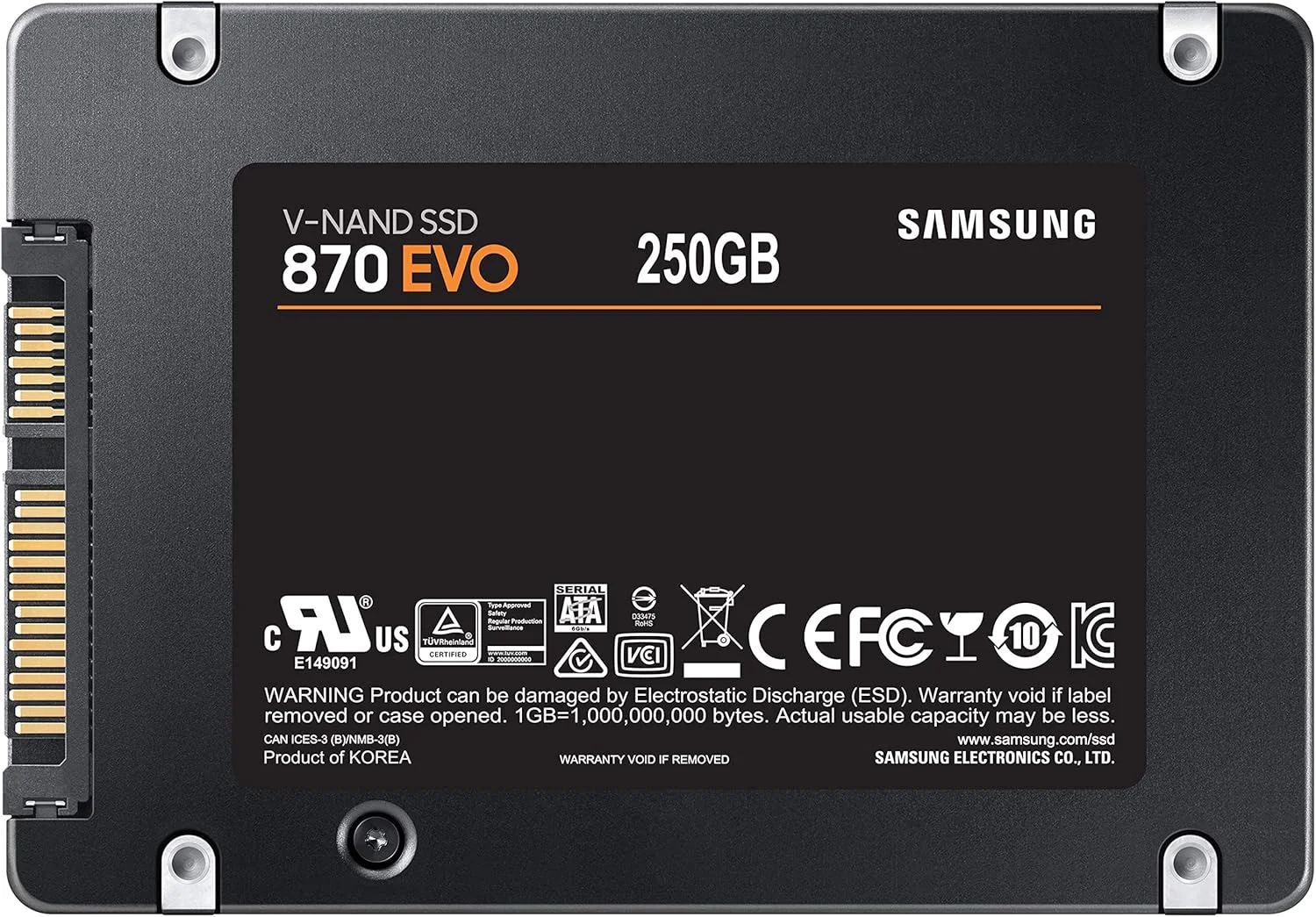درایو حالت جامد (SSD) سامسونگ 870 EVO با ظرفیت 250 گیگابایت SATA 2.5 اینچی مدل MZ-77E250BW