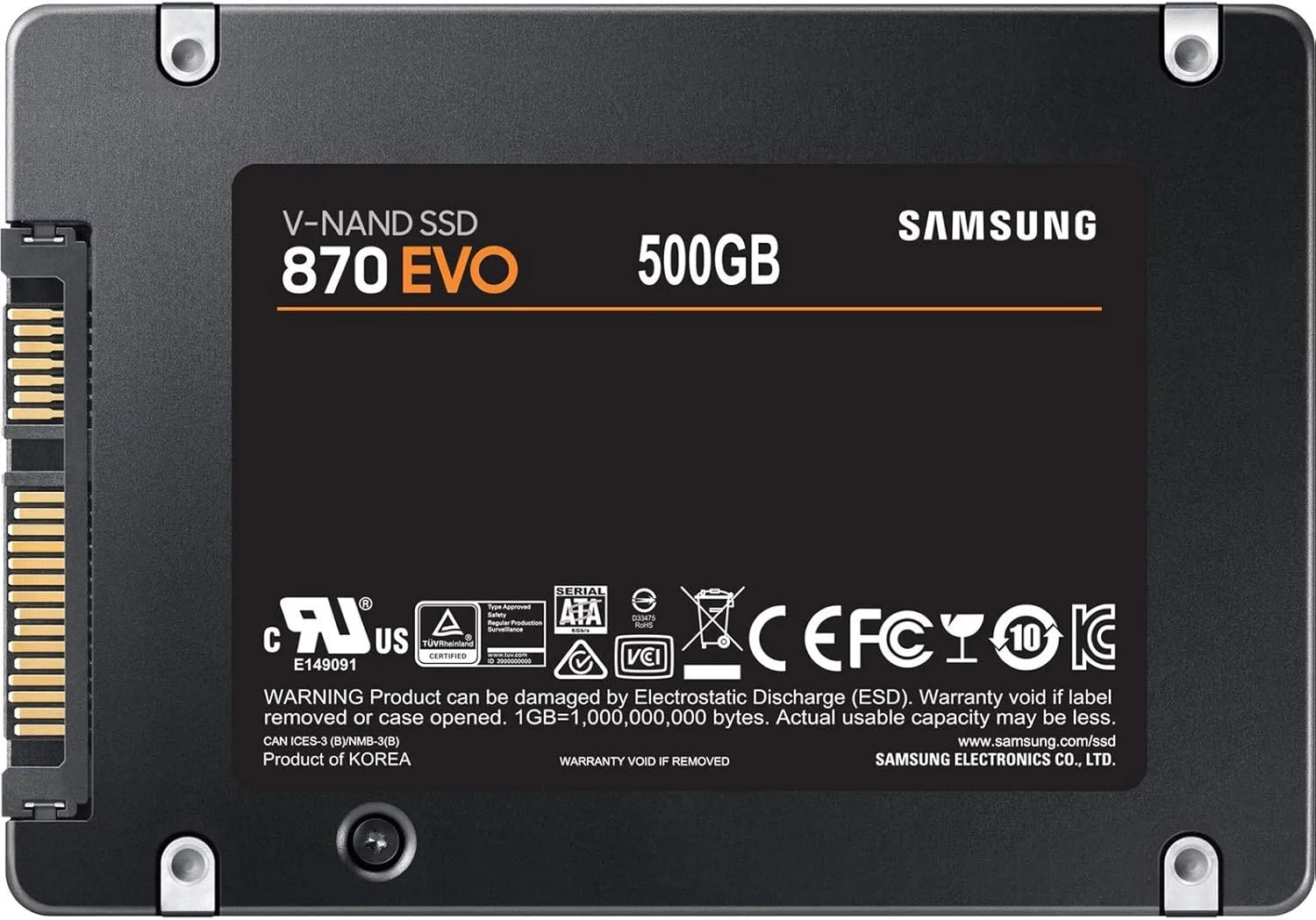 حافظه اس اس دی 500 گیگابایتی سامسونگ 870 EVO 2.5 اینچی SATA III داخلی مدل MZ 77E500BW