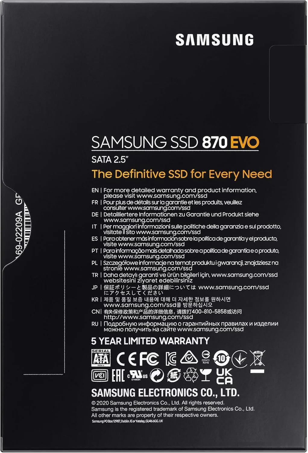 درایو حالت جامد (SSD) سامسونگ 870 EVO با ظرفیت 250 گیگابایت SATA 2.5 اینچی مدل MZ-77E250BW