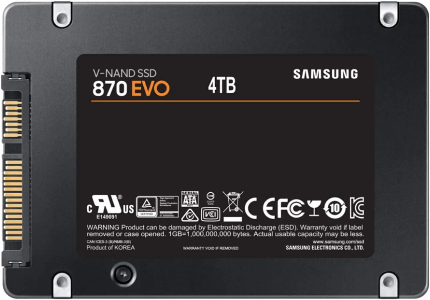 درایو حالت جامد داخلی 4 ترابایتی سامسونگ 870 EVO 2.5 اینچی SATA III SSD مدل MZ 77E4T0BW
