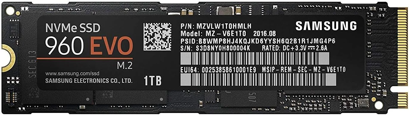 حافظه اس اس دی داخلی سامسونگ 960 EVO Series - 1 ترابایت PCIe NVMe - M.2 (MZ-V6E1T0BW)