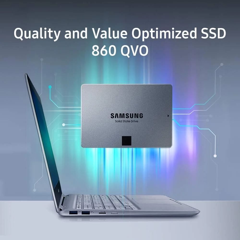 حافظه اس اس دی سامسونگ 860 QVO با ظرفیت 4 ترابایت - 2.5 اینچی SATA 3 اینترنال با تکنولوژی V-NAND (مدل MZ-76Q4T0B/AM)، خاکستری