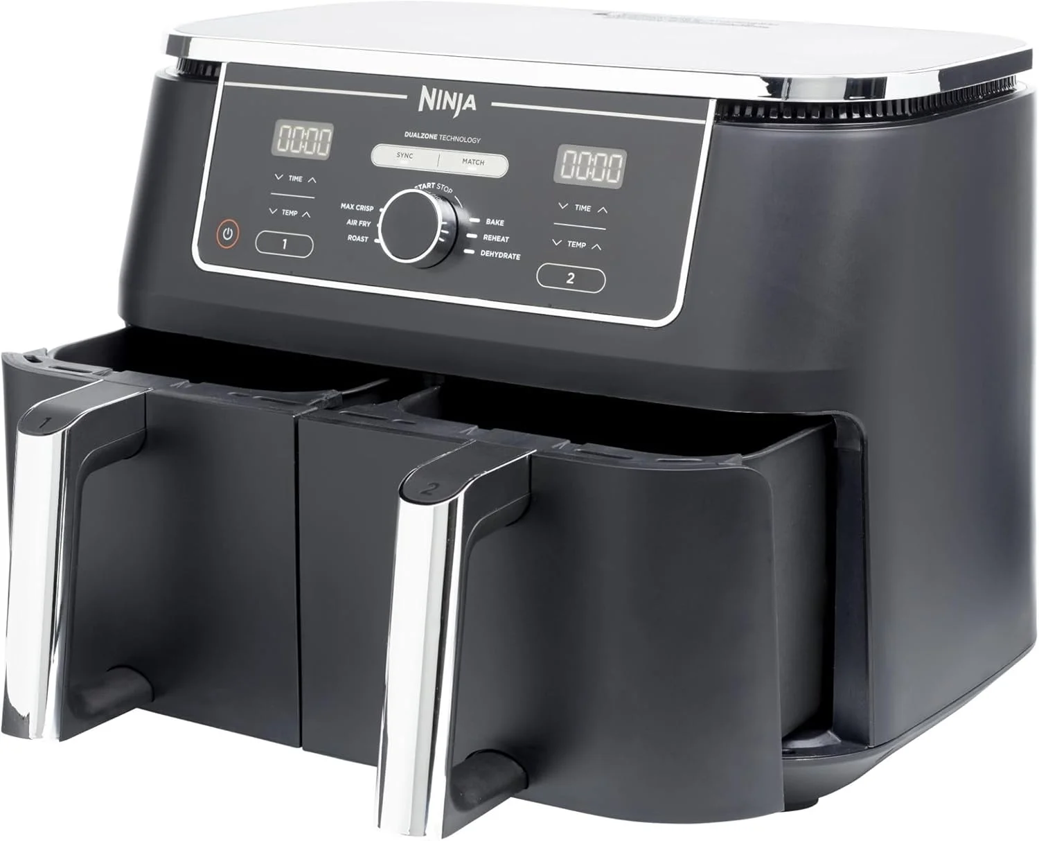 سرخ کن دوقلو نینجا مدل Foodi Dual Zone، دارای 2 کشو، 6 عملکرد پخت و پز، ظرفیت 9.5 لیتر، مشکی، AF400ME