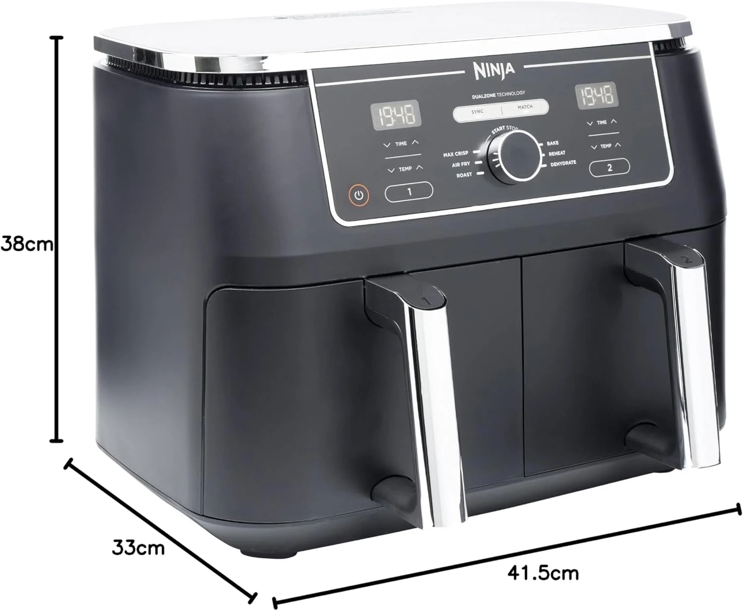 سرخ کن دوقلو نینجا مدل Foodi Dual Zone، دارای 2 کشو، 6 عملکرد پخت و پز، ظرفیت 9.5 لیتر، مشکی، AF400ME