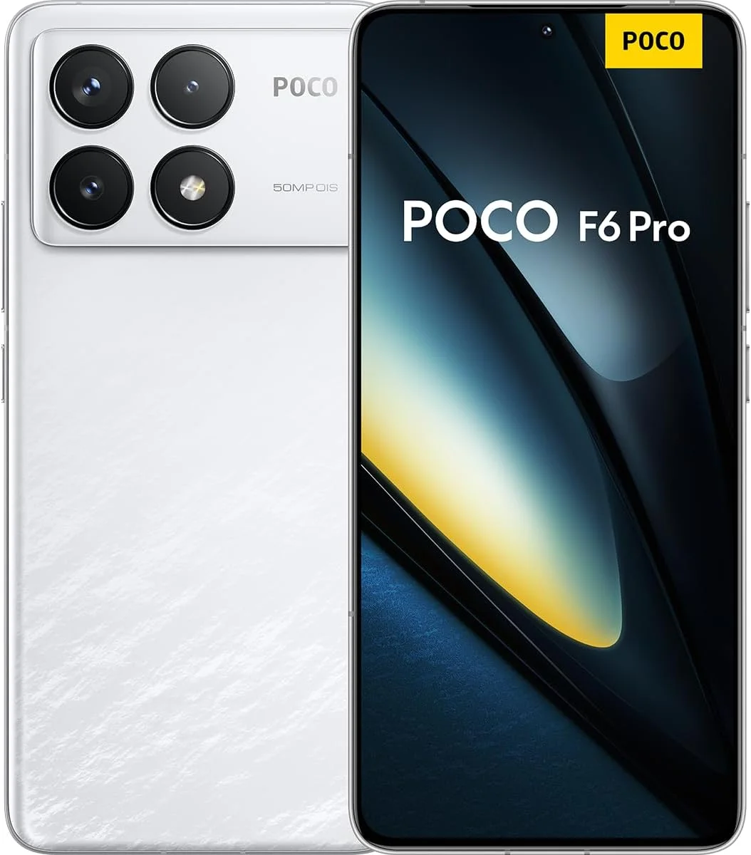 گوشی موبایل شیائومی Poco F6 Pro 5G (حافظه داخلی 512 گیگابایت + رم 12 گیگابایت) نسخه گلوبال آنلاک 6.67 اینچ 120 هرتز دوربین سه گانه 50 مگاپیکسلی (مناسب برای Tmobile Mint Tello و گلوبال) (سفید)