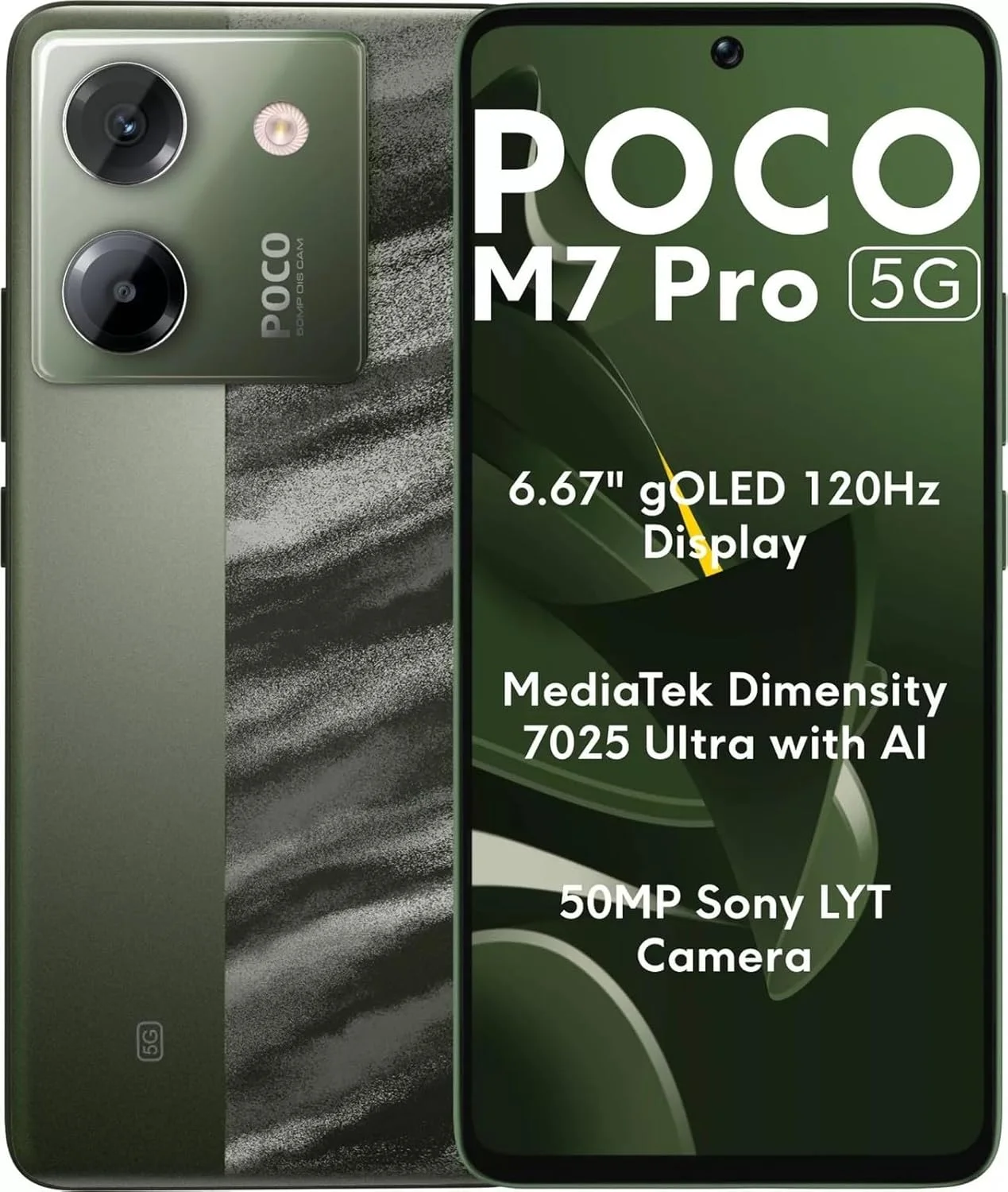 گوشی موبایل POCO M7 Pro 5G سبز رنگ با 12 گیگابایت رم و 256 گیگابایت حافظه داخلی