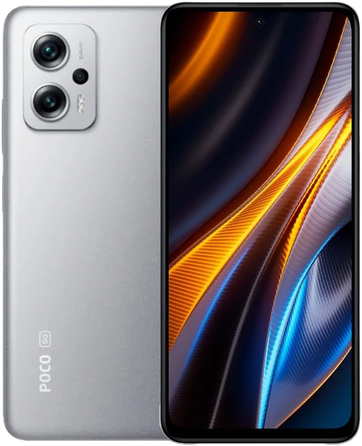 گوشی موبایل شیائومی POCO X4 GT 5G نقره ای با 8 گیگابایت رم، 256 گیگابایت حافظه، نمایشگر 6.6 اینچی 144 هرتز DynamicSwitch DotDisplay، پردازنده پرچمدار MediaTek Dimensity 8100، دوربین سه گانه 64 مگاپیکسلی با وضوح بالا و شارژ توربو 67 واتی