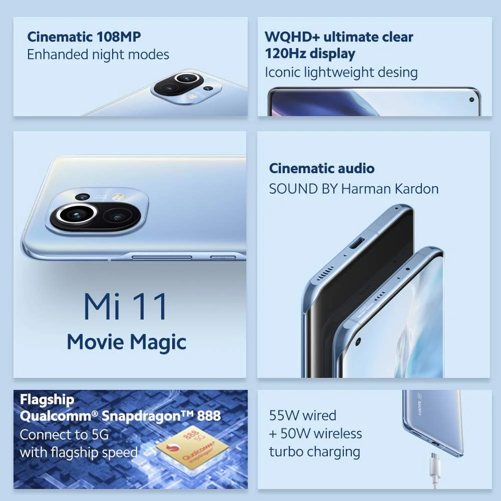 گوشی شیائومی Mi 11 5G - اسنپدراگون 888، نمایشگر 6.81 اینچی WQHD+ AMOLED DotDisplay، دوربین سه گانه 108 مگاپیکسلی، شارژ بی سیم 50 واتی، Harman Kardon، 8 گیگابایت + 128 گیگابایت، 4600 میلی آمپر ساعت، خاکستری نیمه شب (نسخه انگلستان + 2 سال گارانتی شیائومی) گوشی شیائومی Mi 11 5G - اسنپدراگون 888، نمایشگر 6.81 اینچی WQHD+ AMOLED DotDisplay، دوربین سه گانه 108 مگاپیکسلی، شارژ بی سیم 50 واتی، Harman Kardon، 8 گیگابایت + 128 گیگابایت، 4600 میلی آمپر ساعت، خاکستری نیمه شب (نسخه انگلستان + 2 سال گارانتی شیائومی)