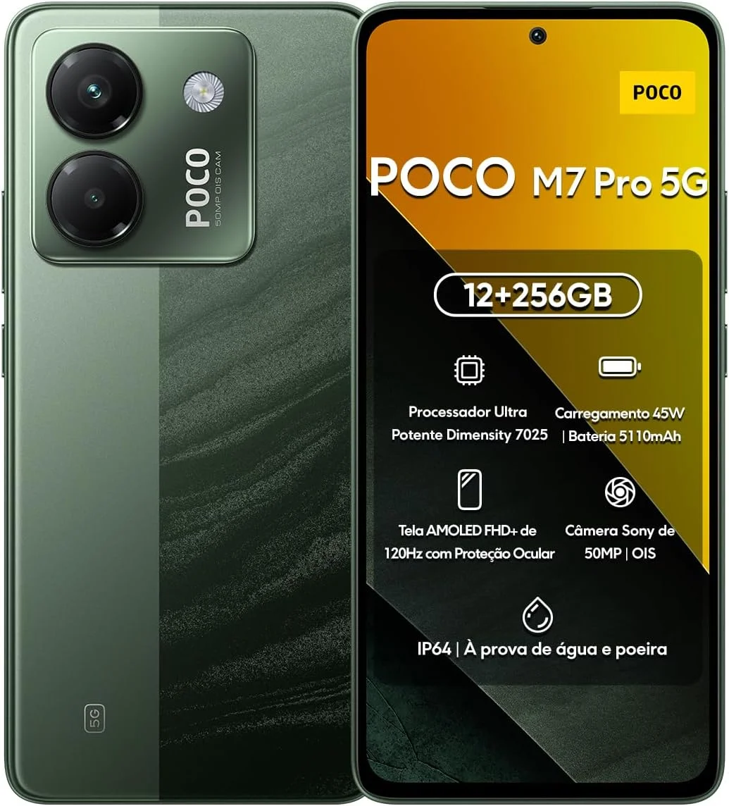 گوشی موبایل POCO M7 Pro 5G سبز رنگ با 12 گیگابایت رم و 256 گیگابایت حافظه داخلی