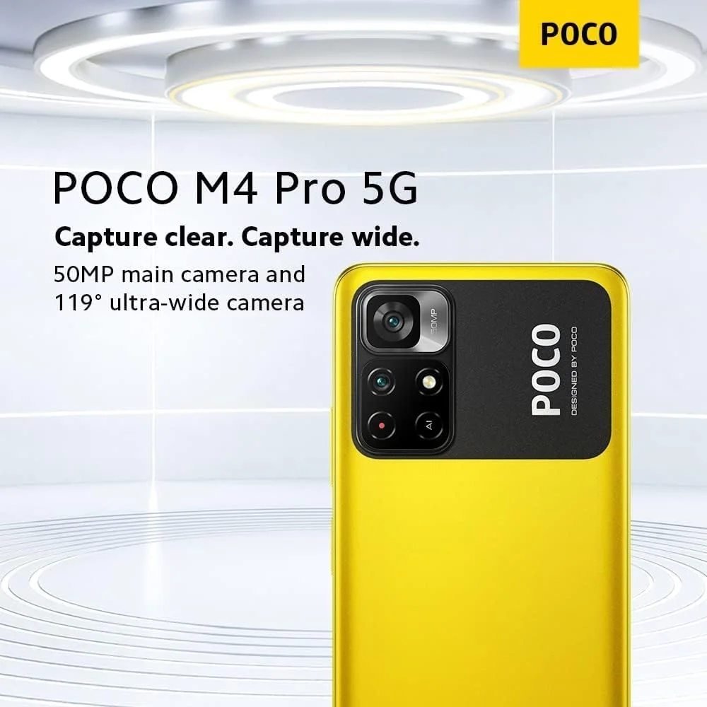 گوشی موبایل شیائومی POCO M4 Pro زرد رنگ با 4 گیگابایت رم و 64 گیگابایت حافظه داخلی | دوربین اصلی 50 مگاپیکسل، صفحه نمایش 6.6 اینچی، باتری 5000 میلی آمپر ساعتی - نسخه جهانی 5G گوشی موبایل شیائومی POCO M4 Pro زرد رنگ با 4 گیگابایت رم و 64 گیگابایت حافظه داخلی | دوربین اصلی 50 مگاپیکسل، صفحه نمایش 6.6 اینچی، باتری 5000 میلی آمپر ساعتی - نسخه جهانی 5G